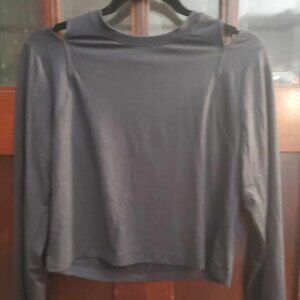 Cropped Open-Shoulder Sport Tee